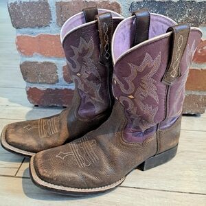 Ariat Girls Tombstone Western Boots - Broad Square Toe - Size 5